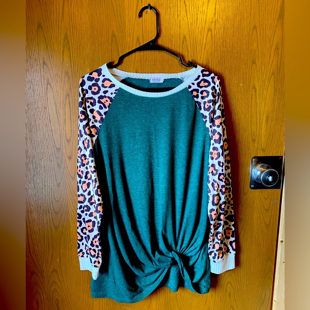 Ours long sleeve green cheetah print